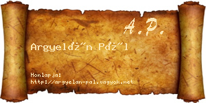 Argyelán Pál névjegykártya